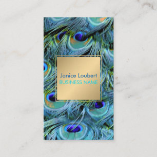 PixDezines Pfauenfeder/Cobalt/Aqua Visitenkarte