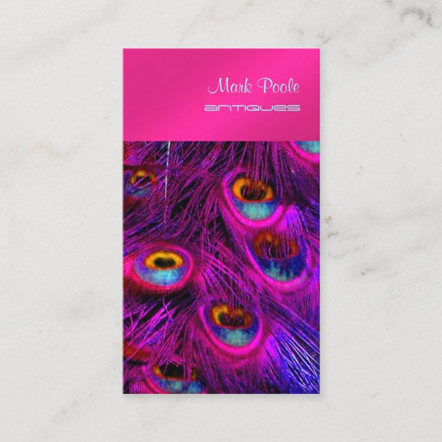 PixDezines Pfauenfeder/Psychedelische Fuschia Visitenkarte (Vorderseite)