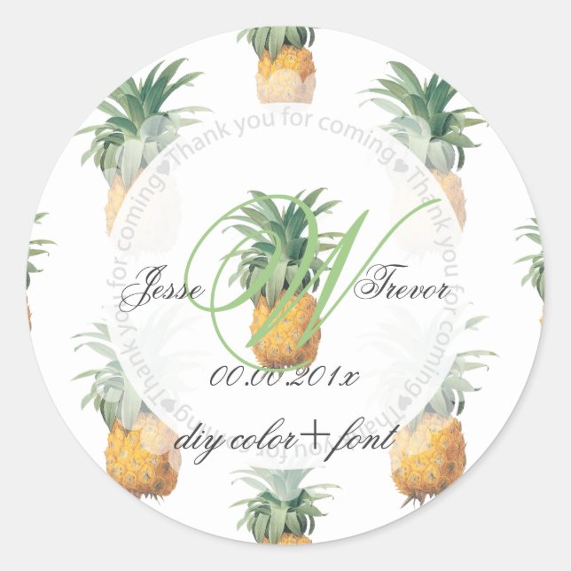 PixDezines Pineapples/Vielen Dank Runder Aufkleber (Vorderseite)