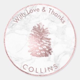 PixDezines PINECONE IMITATE ROSE GOLD /DIY HINTERG Runder Aufkleber