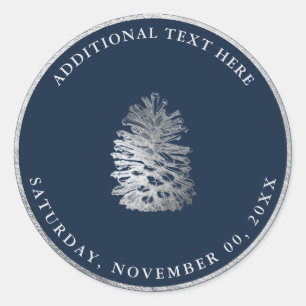 PixDezines PINECONE IMITATE SILVER DIY HINTERGRUND Runder Aufkleber