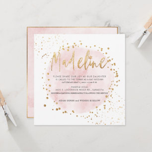 PixDezines Pink Aquarellfarbe Gold Staubgefäß Mitz Einladung