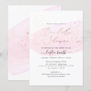 PixDezines Pink Brautparty Wasserfarbe Champagner Einladung
