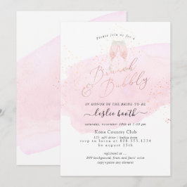 PixDezines Pink Champagner Brunch Bubbly Einladung