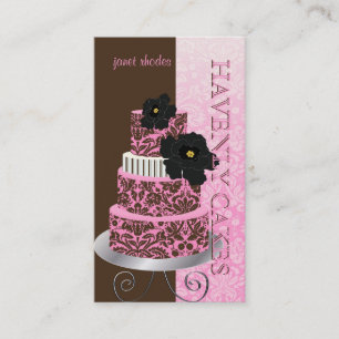 PixDezines Pink Chocolate Damask cake/pâtisserie Visitenkarte