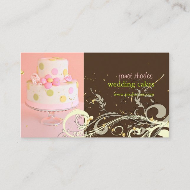 PixDezines PINK+CHOCOLATE/WEDDING CAKE/WIRBEL Visitenkarte (Vorderseite)