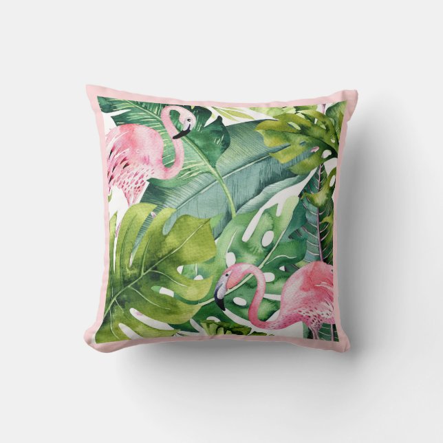 PixDezines Pink Flamingo, Tropical, Frame DIY Kissen (Vorderseite)