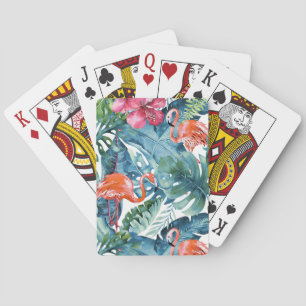 PixDezines Pink Flamingos Aquamarine Foliage Spielkarten
