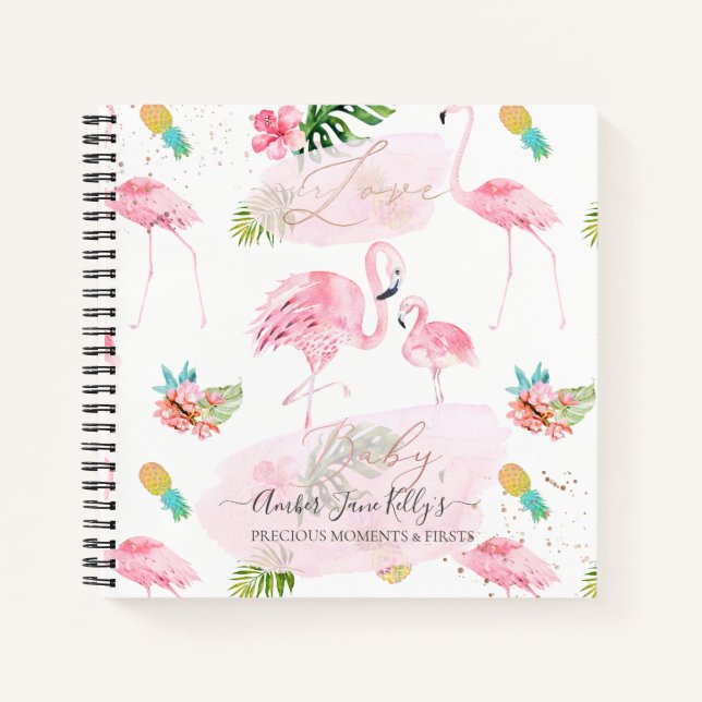 PIXDEZINES PINK FLAMINGOS BABY'S ERSTE NOTIZBUCH (Vorderseite)