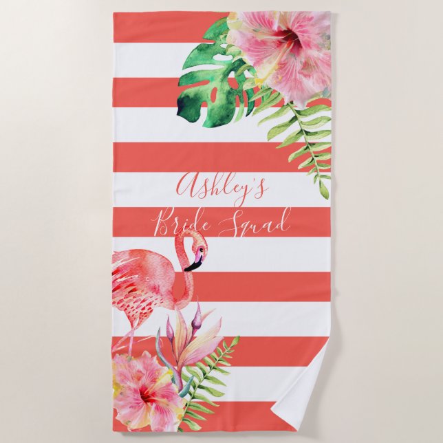 PixDezines PINK FLAMINGOS, TROPISCHES THEMA Strandtuch (Vorderseite)