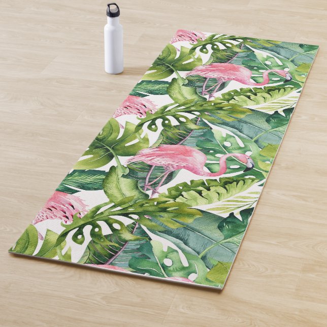 PixDezines PINK FLAMINGOS, TROPISCHES THEMA Yogamatte (Beispiel)