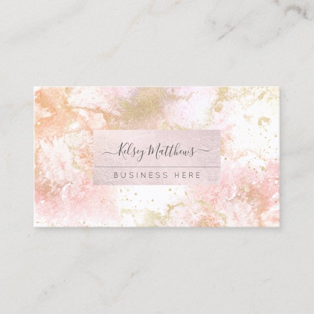 PixDezines Pink Gold Aquarellfarben Agate  Visitenkarte (Vorderseite)