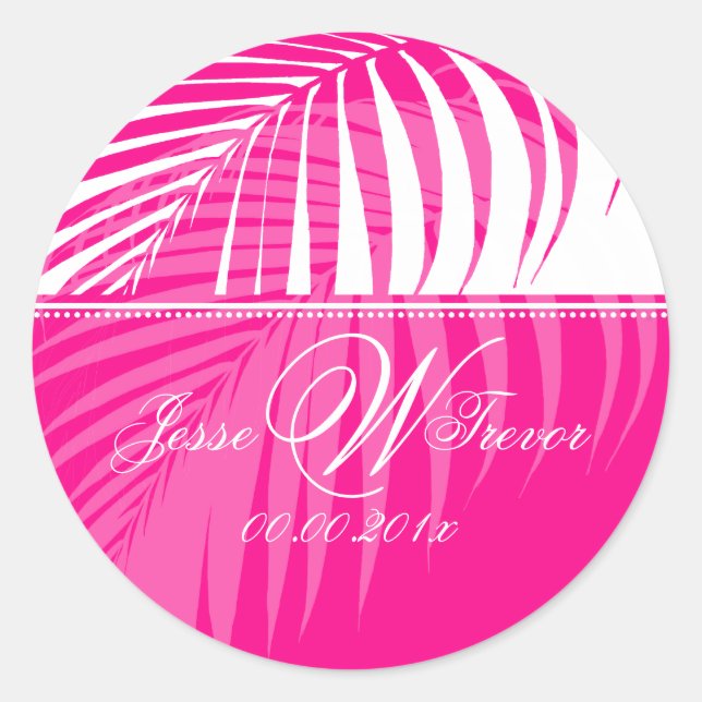 PixDezines Pink Palm Fronds, DIY Hintergrund Runder Aufkleber (Vorderseite)