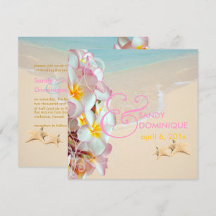 PixDezines Pink Plumeria+Beach/Wirbel/Tropical Einladung