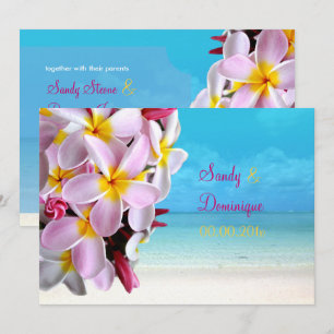 PixDezines PINK PLUMERIA LEI/STRANDWEDING Einladung