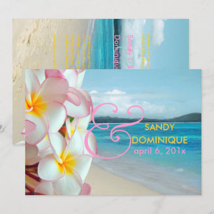 PixDezines Pink Plumeria/Strand/Tropische Hochzeit Einladung