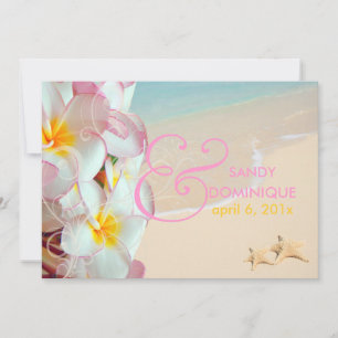 PixDezines Pink Plumeria+Wirbel/Tropische Hochzeit Einladung