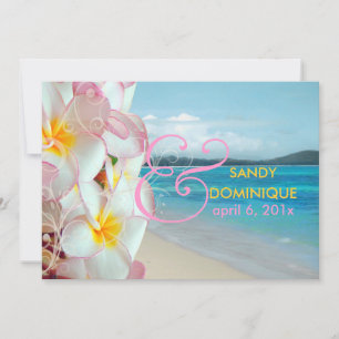 PixDezines Pink Plumeria+Wirbel/Tropische Hochzeit Einladung