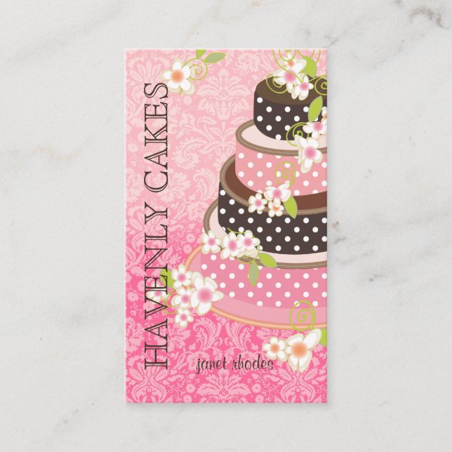 PixDezines Pink + Schokolade Kuchen/Bäckerei/Pâtis Visitenkarte (Vorderseite)