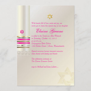PixDezines Pink Tallit/Bat Mitzvah Einladung