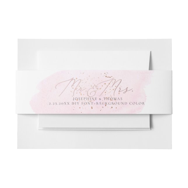 PixDezines Pink Wasserfarbe+Champagnerblasen Einladungsbanderole (Vorderseite Beispiel)
