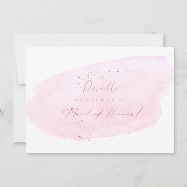PixDezines Pink Wasserfarbe Trauzeugin Einladung (Vorderseite)