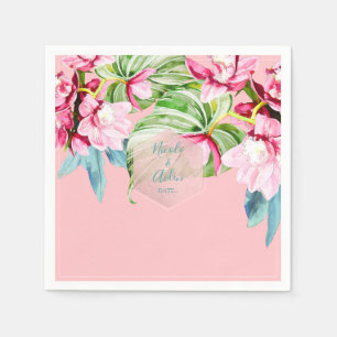 PixDezines Pinke Orchidee+Palmen Tropische Hochzei Serviette