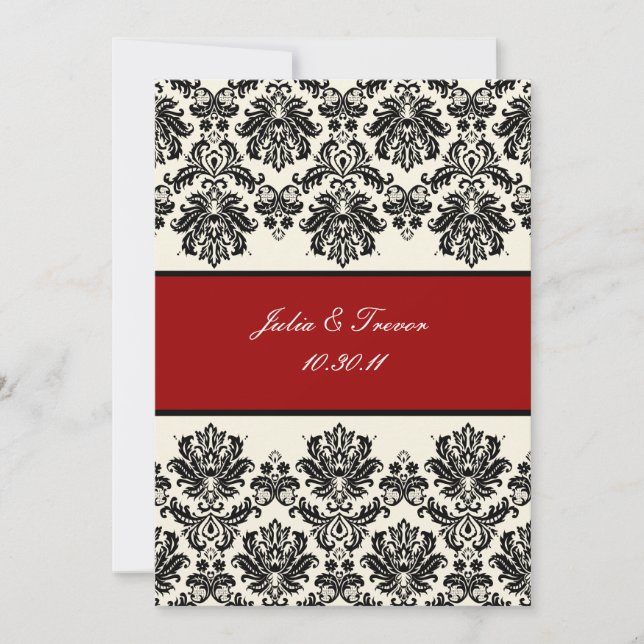 PixDezines Piqué Damask/Schwarz+Aus Farben Weiß/De Einladung (Vorderseite)