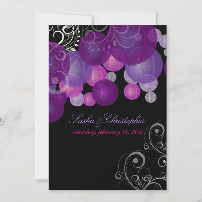PixDezines plum/lila/lila Signalleuchten Einladung (Vorderseite)