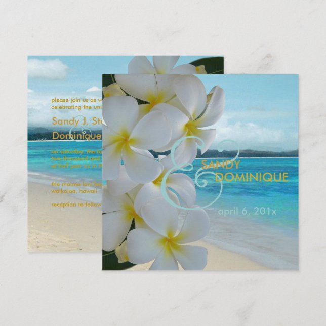 PixDezines PLUMERIA LEI/BEACH/TROPICAL/DIYfonts Einladung (Vorne/Hinten)