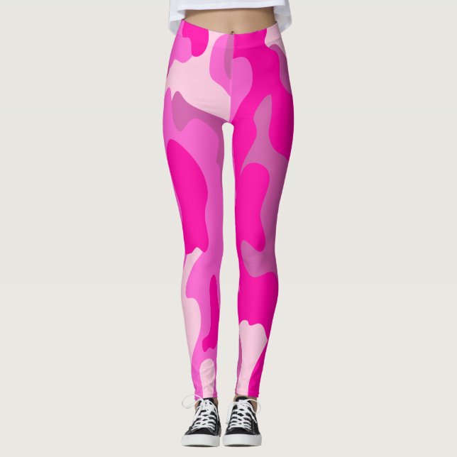 PixDezines Princess-Camouflage, blinky, Hot Pink Leggings (Vorderseite)