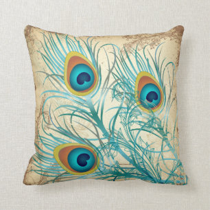 PixDezines Psychedelic Pfau/Vintager Hintergrund Kissen