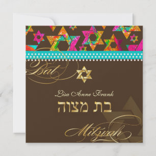 PixDezines Psychedelische Sterne, Bat Mitzvah Einladung
