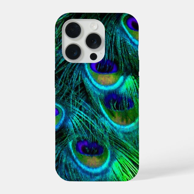 PixDezines psychedelischer Pfau iPhone 15 Pro Hülle (Rückseite)