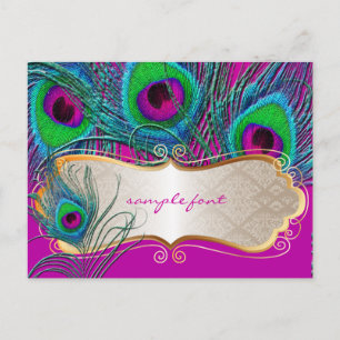 PixDezines psychedelisches Pfauenmuster+Goldrand E Postkarte