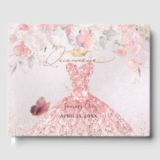 PixDezines Quinceanera Blush Pink Dress Sweetpeas Gästebuch