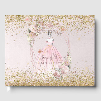 PixDezines Quinceanera Blush Pink Gold H2 Gästebuch