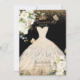 PixDezines Quinceanera Champagne Glitzer Gown Einladung