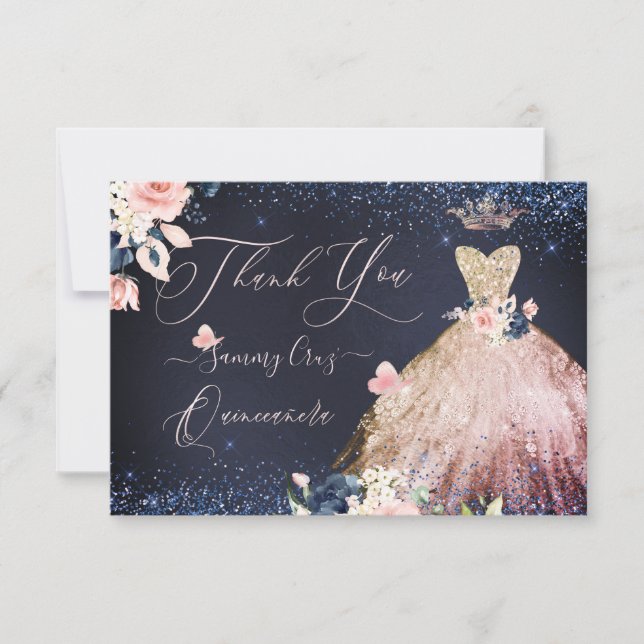 PixDezines Quinceanera Danke-Karte Dankeskarte (Vorderseite)