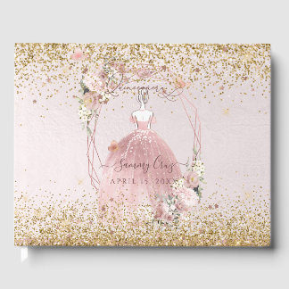 PixDezines Quinceanera Dusty Rose Gold H2 Gästebuch