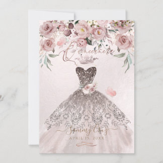 PixDezines Quinceanera Dusty Rose Mauve Dress Einladung