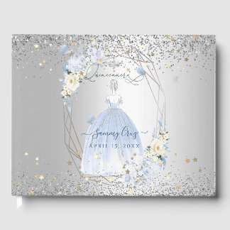 PixDezines Quinceanera H2 Blume Dusty Blue Rose Gästebuch