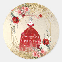 PixDezines Quinceanera H2 Blume Rotes Kleid