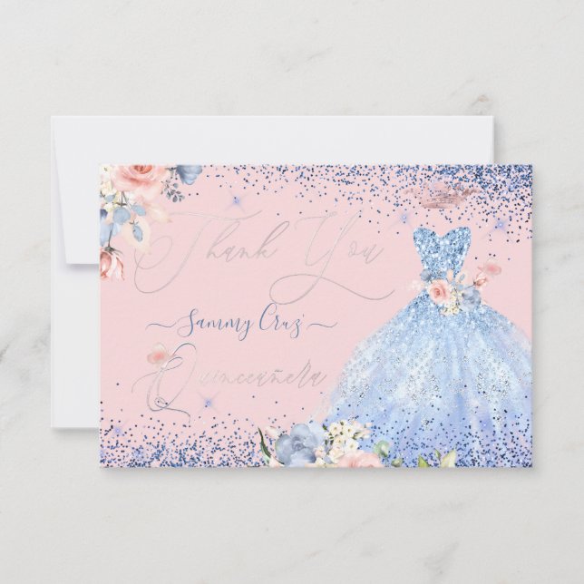 PixDezines Quinceanera Vielen Dank, dass Sie Dusty Einladung (Vorderseite)