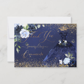 PixDezines Quinceanera Vielen Dank für Ihr Navy Bl Einladung