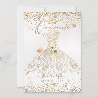 PixDezines Quinceanera Weißer Glitzer Gown Einladung