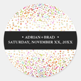 PixDezines Rainbow Confetti Runder Aufkleber