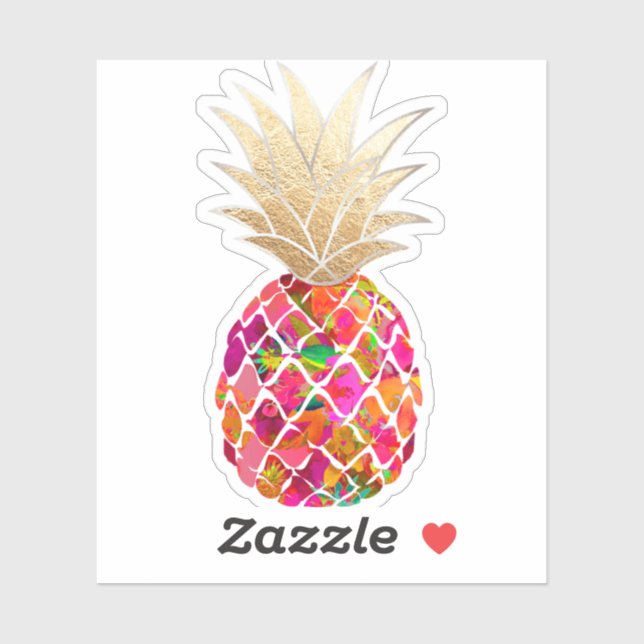 PixDezines Red Aloha Ananas, Imitate Gold Aufkleber (Blatt)