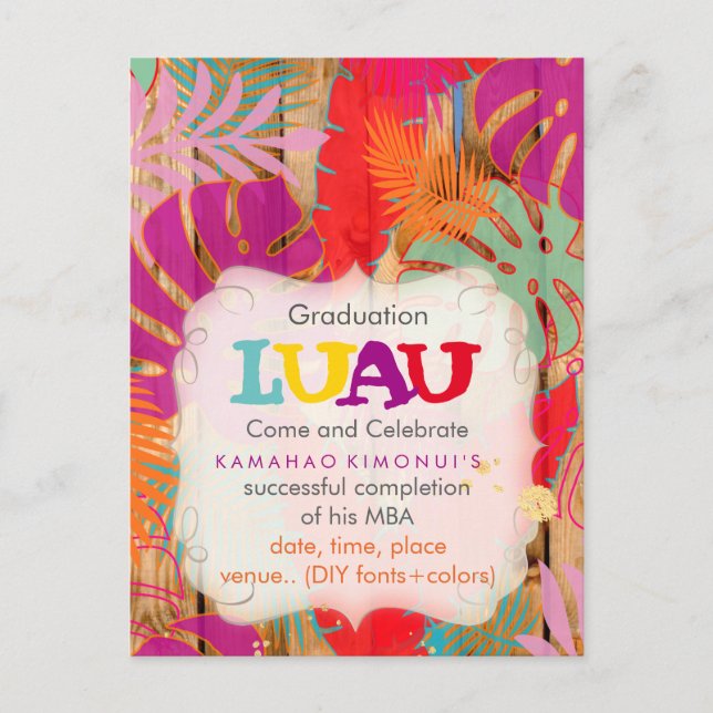 PixDezines Regenwald/Abschluss/Luau/DIYevent Ankündigungspostkarte (Vorderseite)