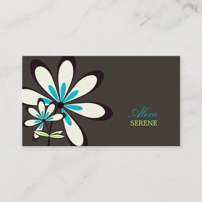 PixDezines Retro-Blume/Farbtöne Visitenkarte (Vorderseite)